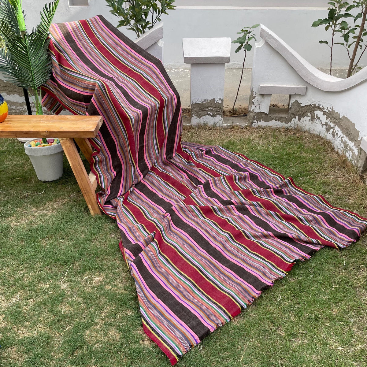 X large pink striped throw blanket, woven throw for couch, chair & sofa, colorful throw, Bed runner, funky throw for living room