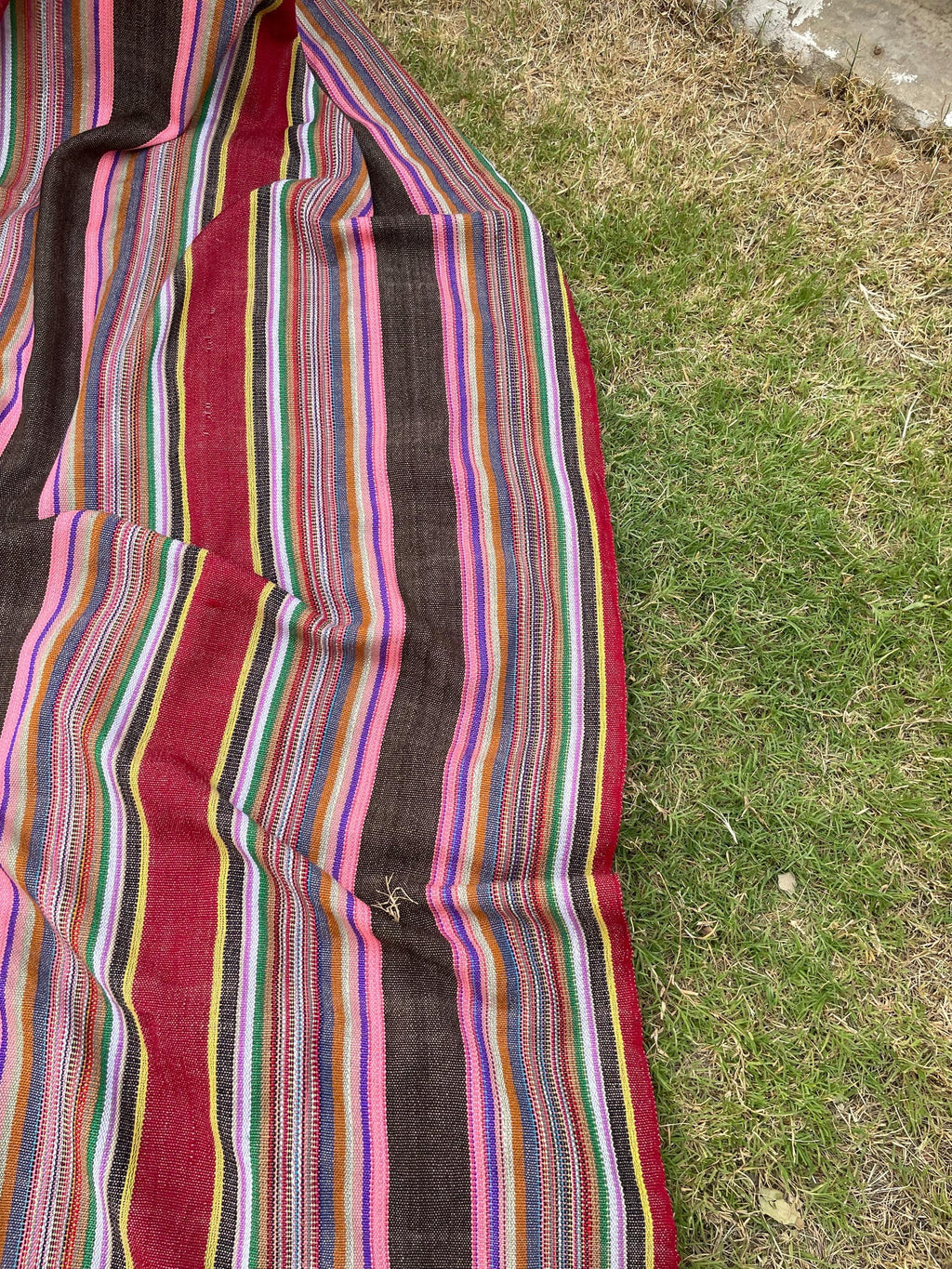 X large pink striped throw blanket, woven throw for couch, chair & sofa, colorful throw, Bed runner, funky throw for living room