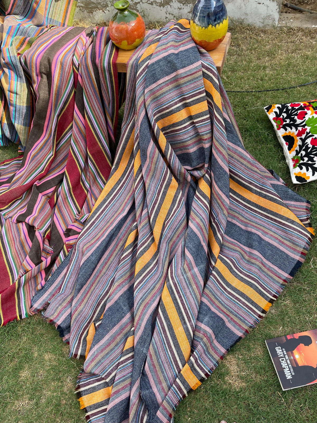 X large purple striped throw blanket, woven throw for couch, chair & sofa, colorful throw, bed runner, funky throw for living room