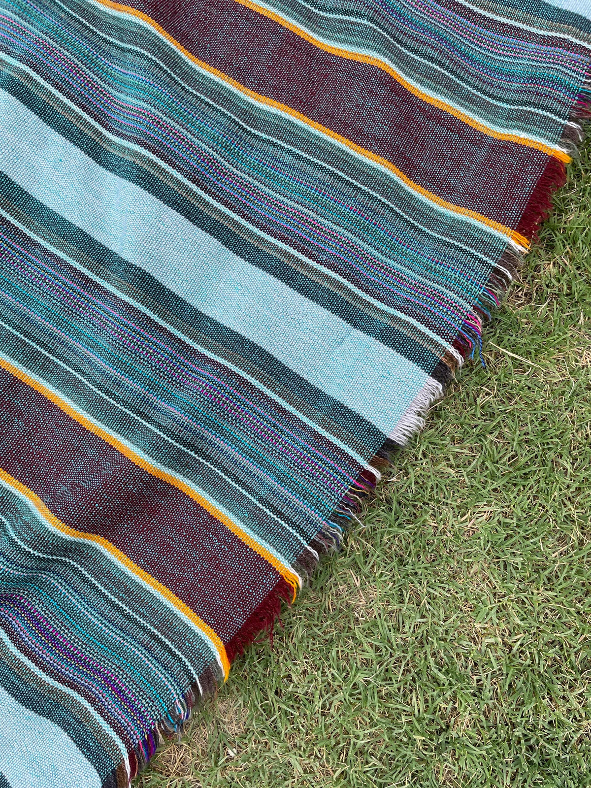 X large green striped throw blanket, woven throw for couch, chair & sofa, Christmas fall throw, bed runner, colorful throw for living room