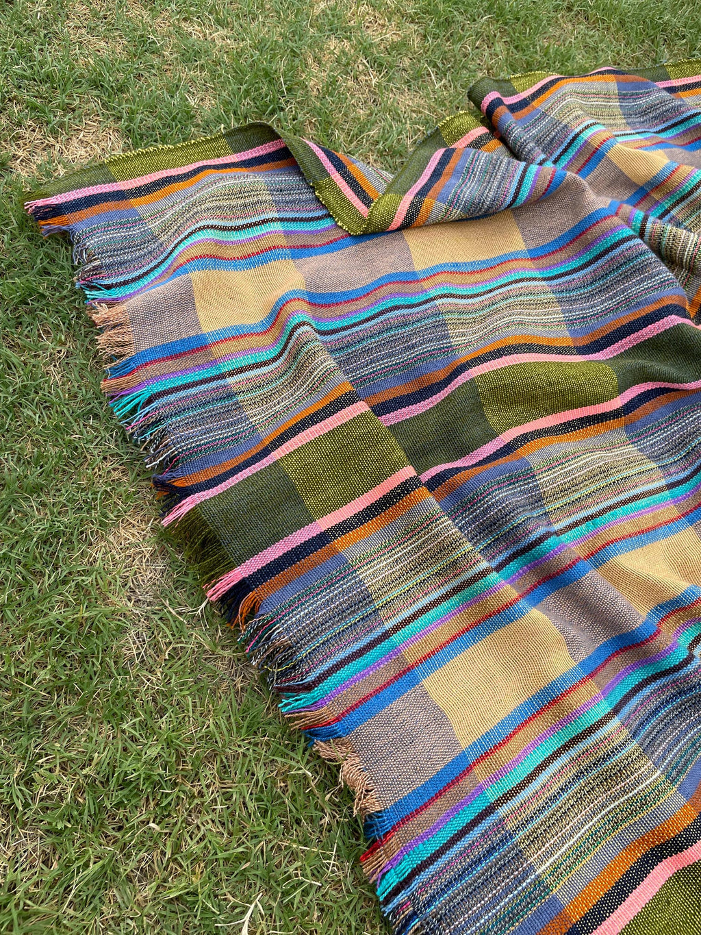 X large plaid throw blanket, woven throw for couch, chair & sofa, fall throw, colorful throw, Bed runner, funky throw for living room
