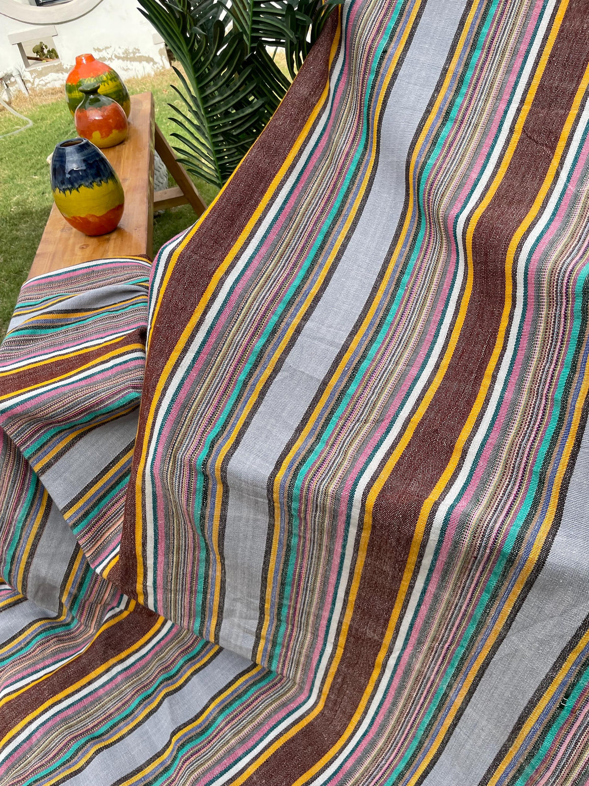 X large striped throw blanket, woven throw for couch, chair & sofa, Fall throw, colorful throw, Bed runner, funky throw for living room