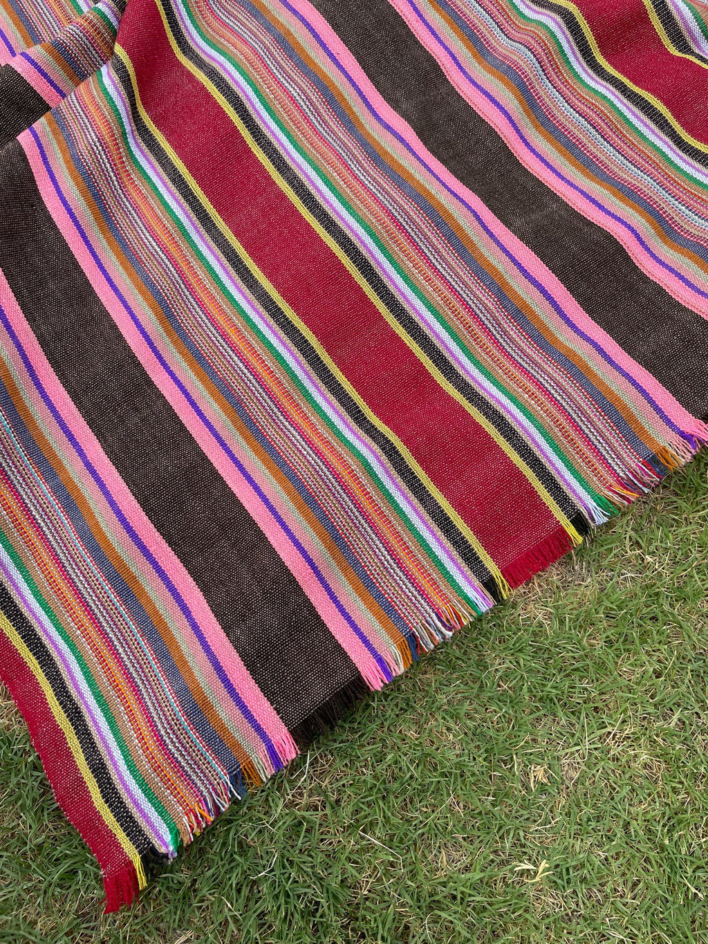 X large pink striped throw blanket, woven throw for couch, chair & sofa, colorful throw, Bed runner, funky throw for living room