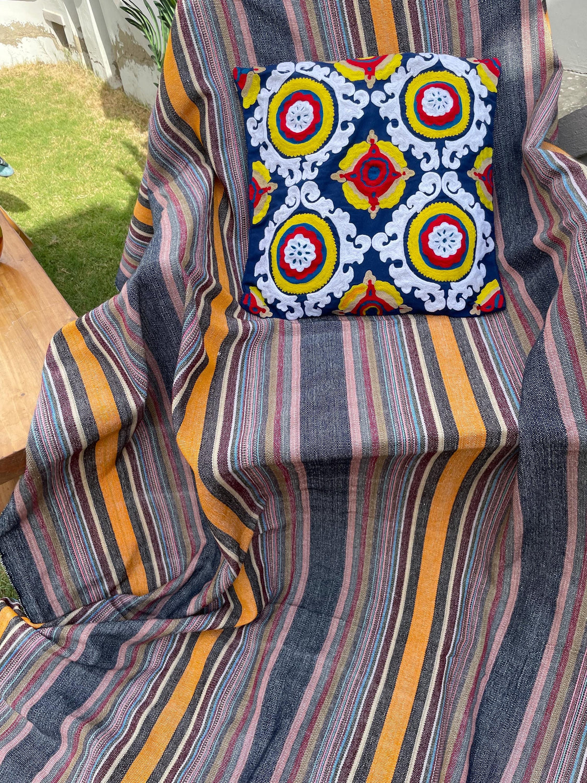 X large purple striped throw blanket, woven throw for couch, chair & sofa, colorful throw, bed runner, funky throw for living room