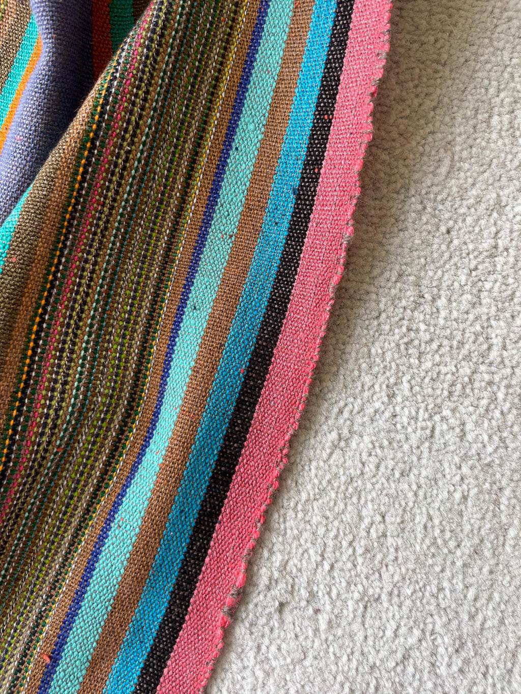 X large pink green striped throw blanket, woven throw for couch, chair & sofa, Fall colorful throw, bed runner, funky throw for living room