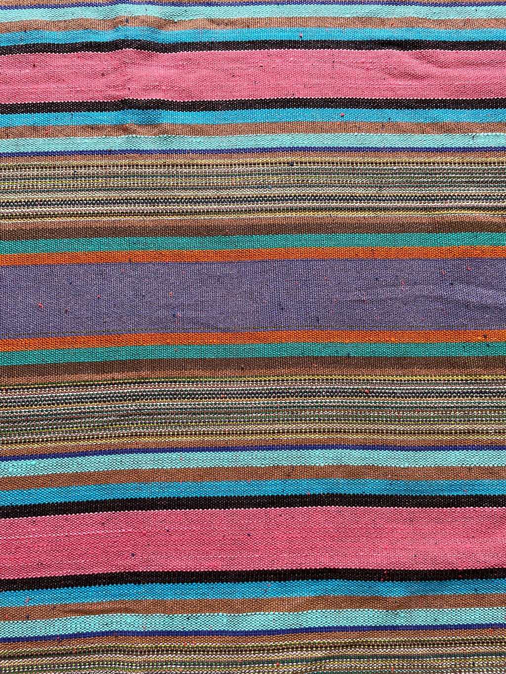X large pink green striped throw blanket, woven throw for couch, chair & sofa, Fall colorful throw, bed runner, funky throw for living room