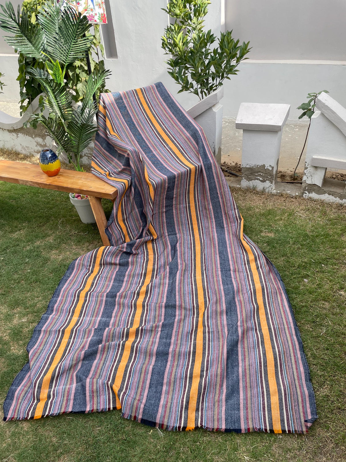 X large striped throw blanket, woven throw for couch, chair & sofa, Summer throw, colorful throw, funky throw for living room, Bed runner