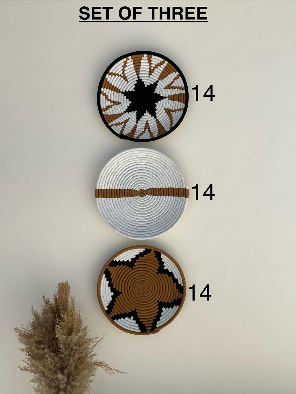 Boho Wall Basket Set Of 13, Hand woven Wall Baskets, Tribal Wall Decor, Basket Wall Decor, Boho African Decor