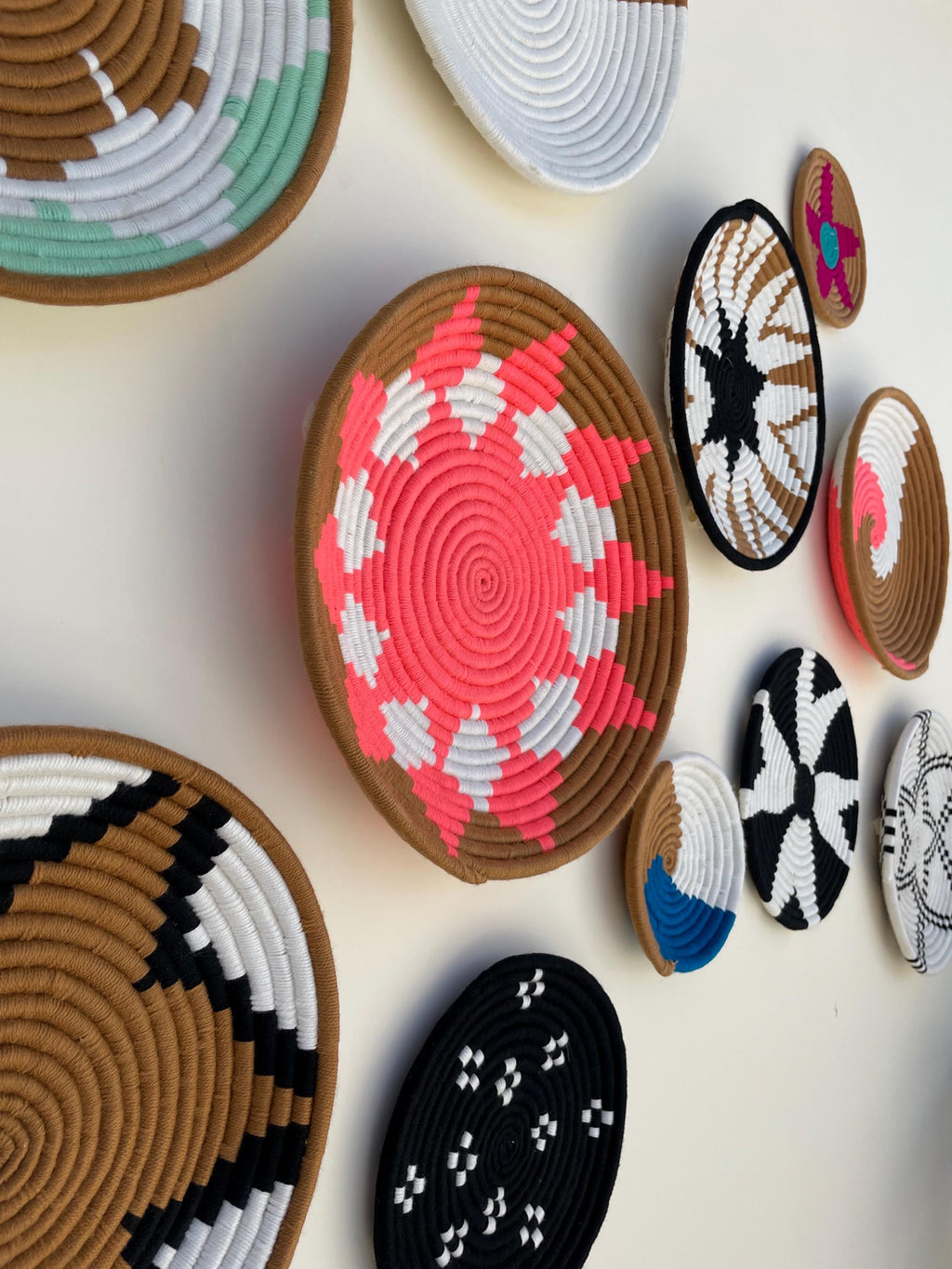 Boho Wall Basket Set Of 13, Hand woven Wall Baskets, Tribal Wall Decor, Basket Wall Decor, Boho African Decor