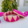 Handwoven Lid Basket By Suzzi Homes, Eco-Friendly Woven Basket with Lid, Rustic Storage Basket, Boho Decor, Fruit Storage, Organizer Basket