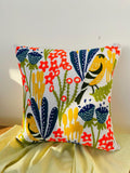 Handmade Suzani Cushion Cover, Pakistani Kundi Embroidery, Multicolor Floral Bird Pillow