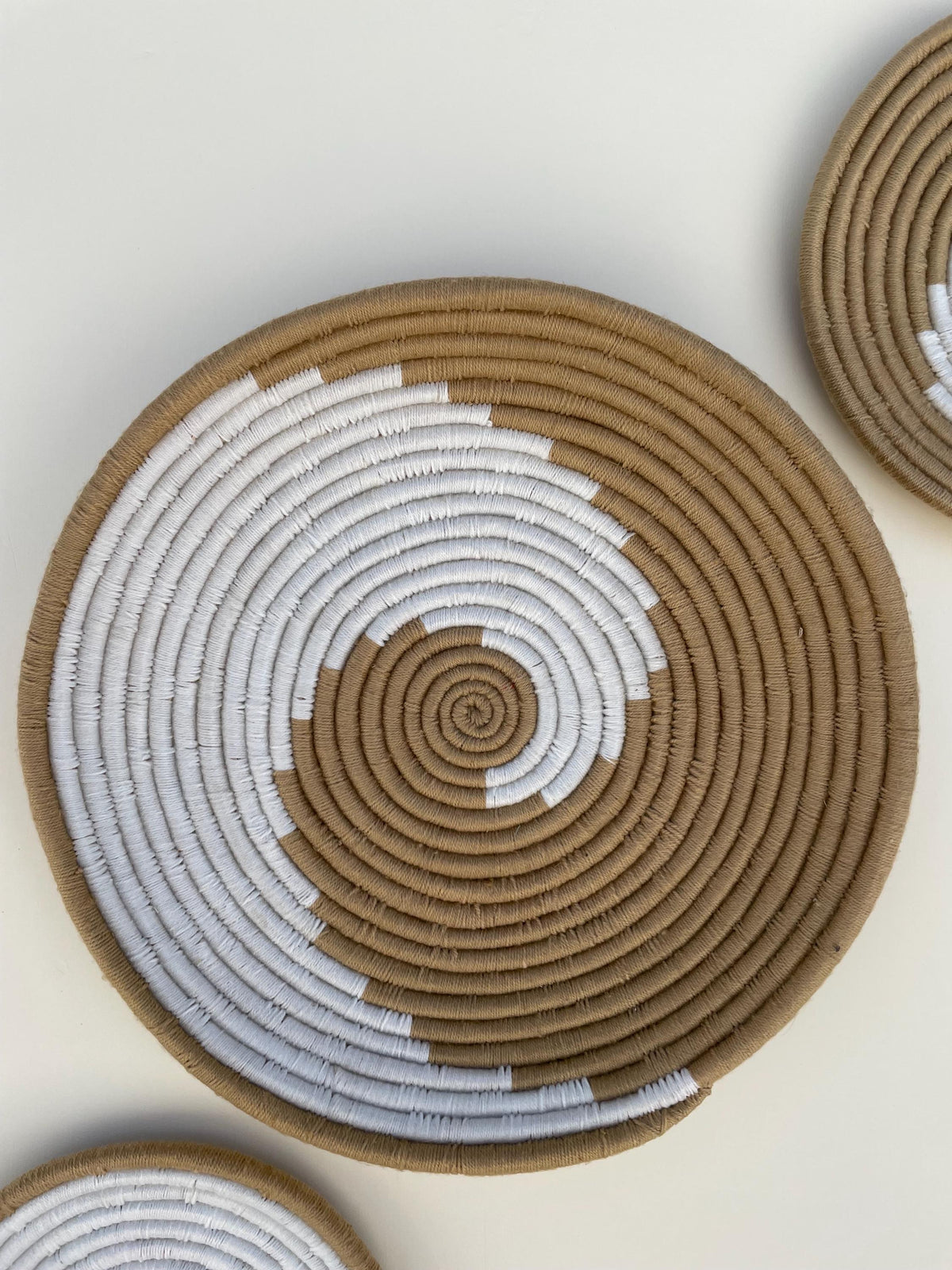 Woven Wall Basket Set Of 9, African Wall Baskets, black & beige Basket wall art, wall hanging baskets, Woven Wall Decor