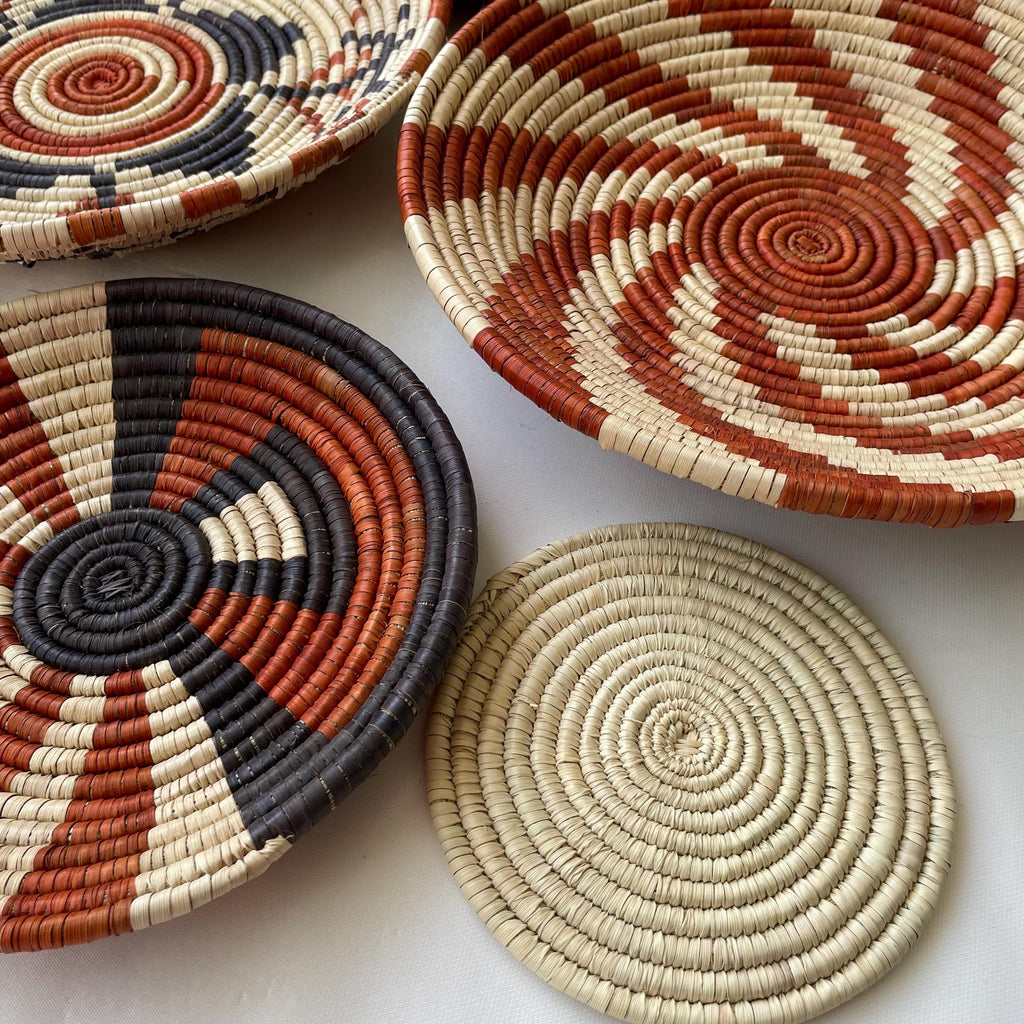 Wall Hanging Baskets Set Of 6, Hand Woven Wall Baskets, Boho Neutral Wall Baskets, Rustic Wall Baskets, Bohemian Wall Hanging Decor