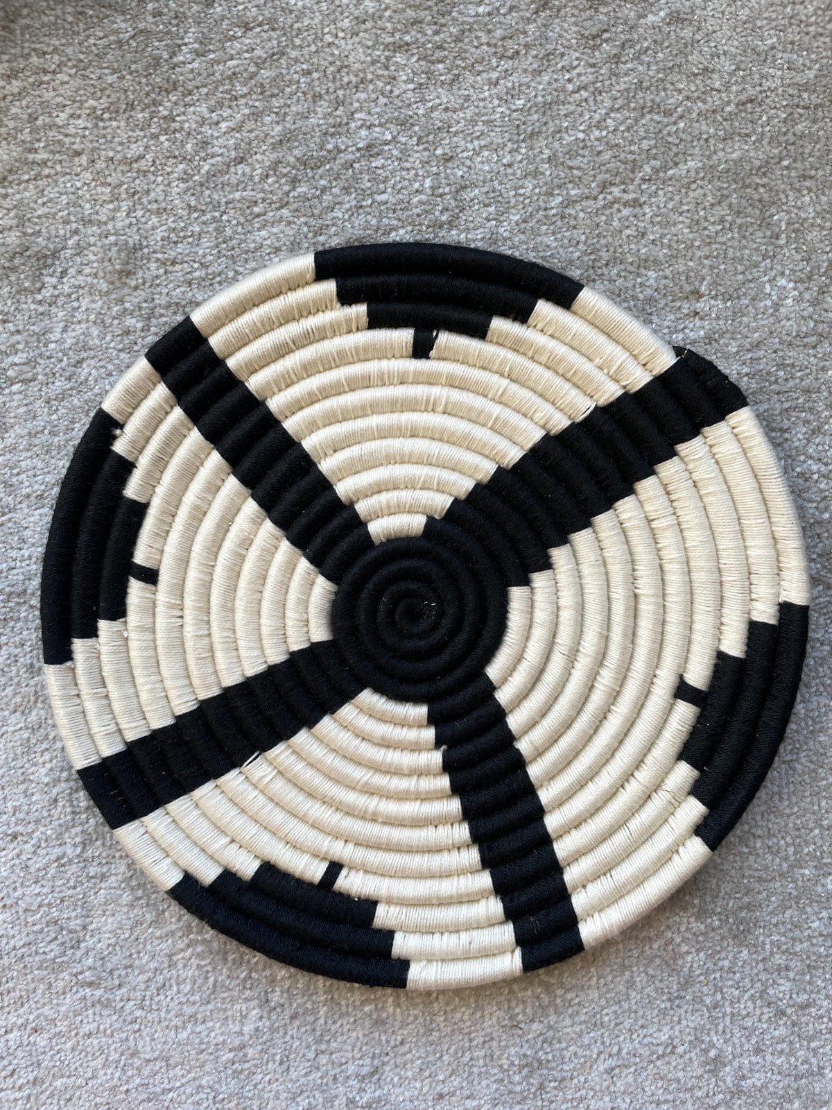 Handwoven Wall Basket Set of 10, Bohemian Wall Hanging, Black And White wall Art, Woven African Baskets, Living Room & Bedroom Wall Art