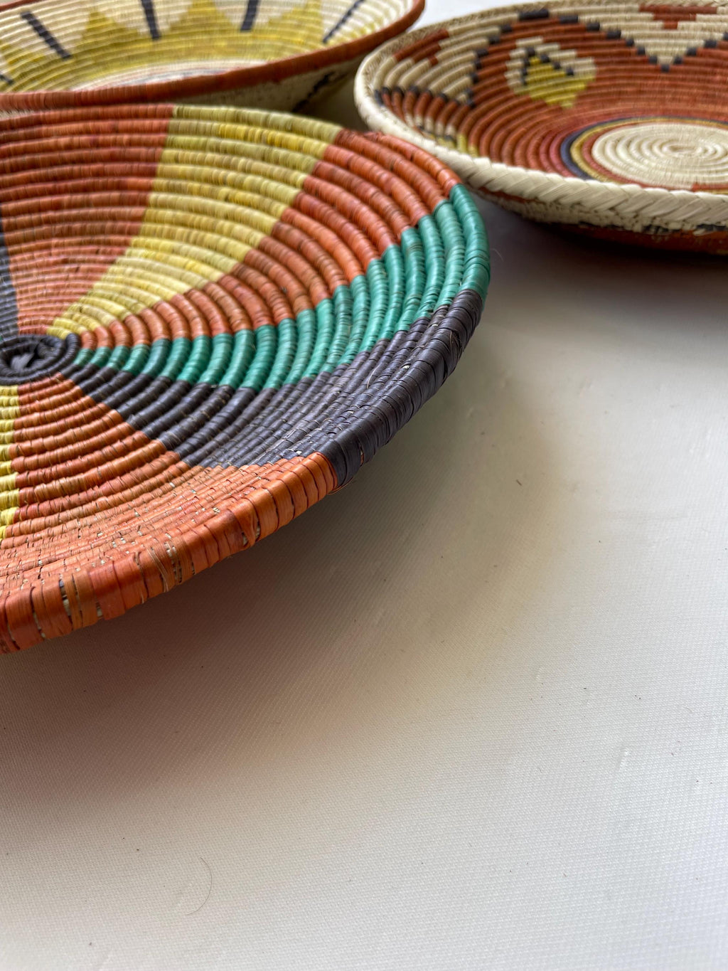 Wall Basket Decor Set Of 3, Hand Woven Basket Wall Art, Woven Wall Baskets, Boho Wall Baskets, African Wall Baskets, Wall Hanging Baskets