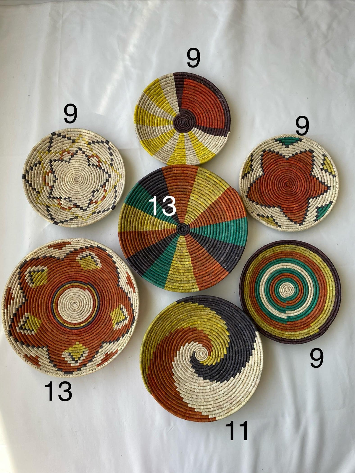 Woven African Wall Basket Set of 7 - Bohemian Decor - Decorative Bowl Baskets - Boho Wall Basket Decor - African Wall Hangings Decor