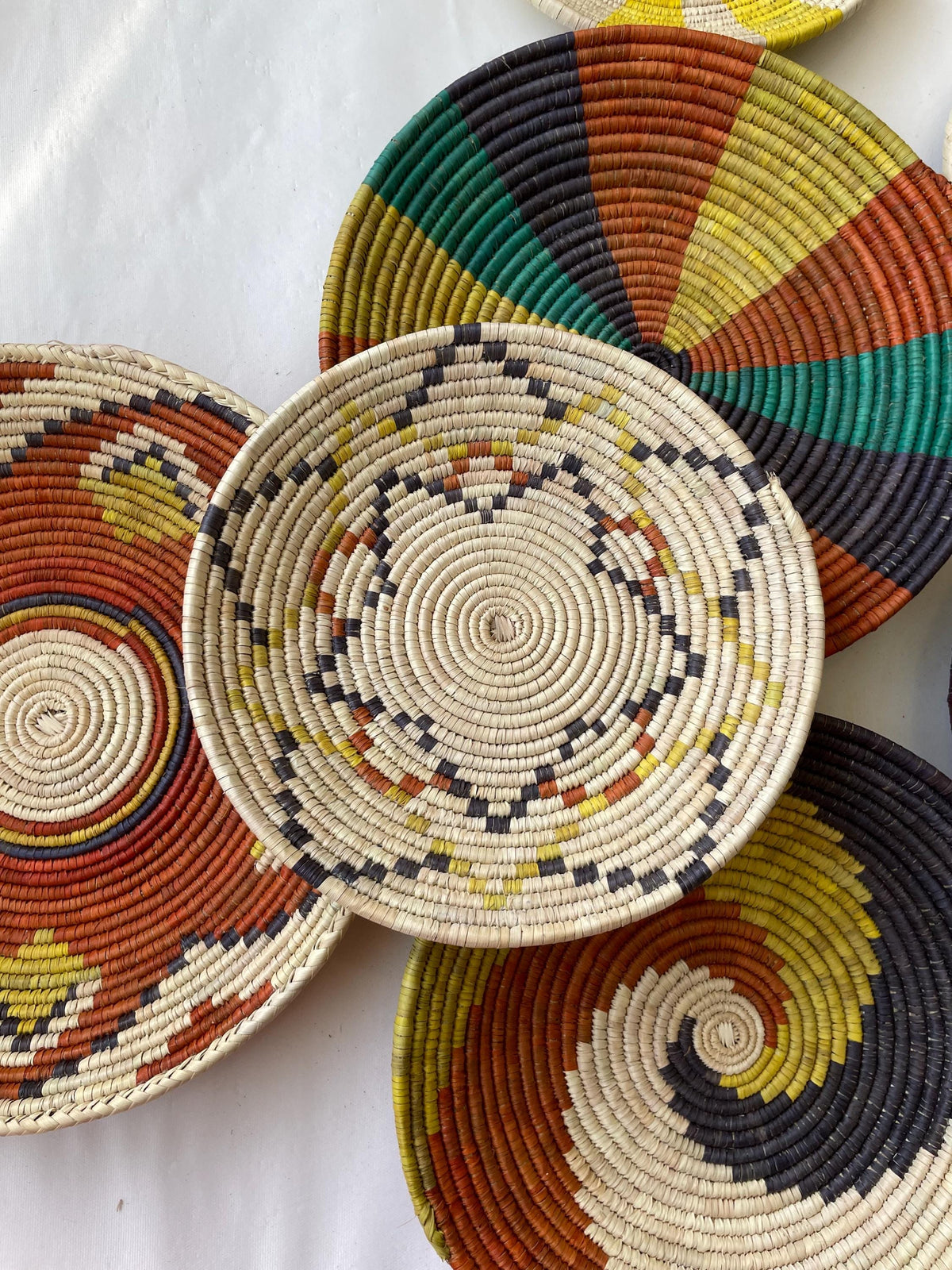 Woven African Wall Basket Set of 7 - Bohemian Decor - Decorative Bowl Baskets - Boho Wall Basket Decor - African Wall Hangings Decor