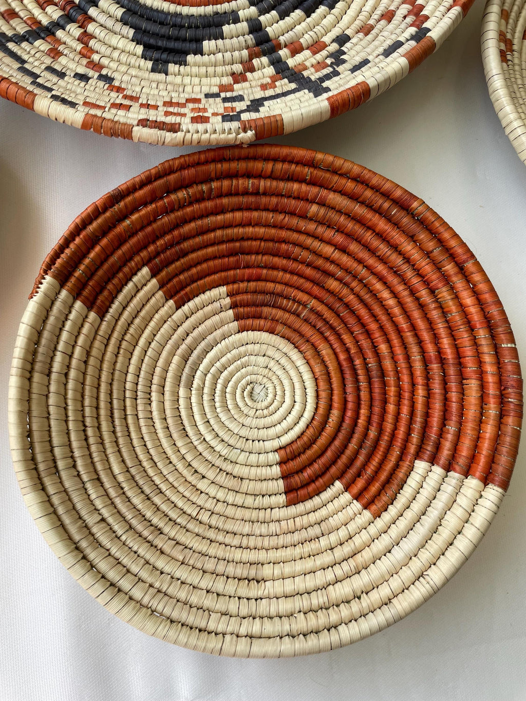 Neutral & Earthy Tones Woven Wall Baskets Set Of 7, Boho Wall Baskets, Woven African Baskets, Basket Wall Art, Rustic Wall Hanging Decor
