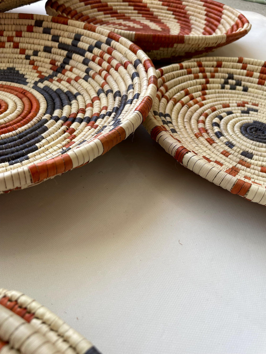 Neutral & Earthy Tones Woven Wall Baskets Set Of 7, Boho Wall Baskets, Woven African Baskets, Basket Wall Art, Rustic Wall Hanging Decor