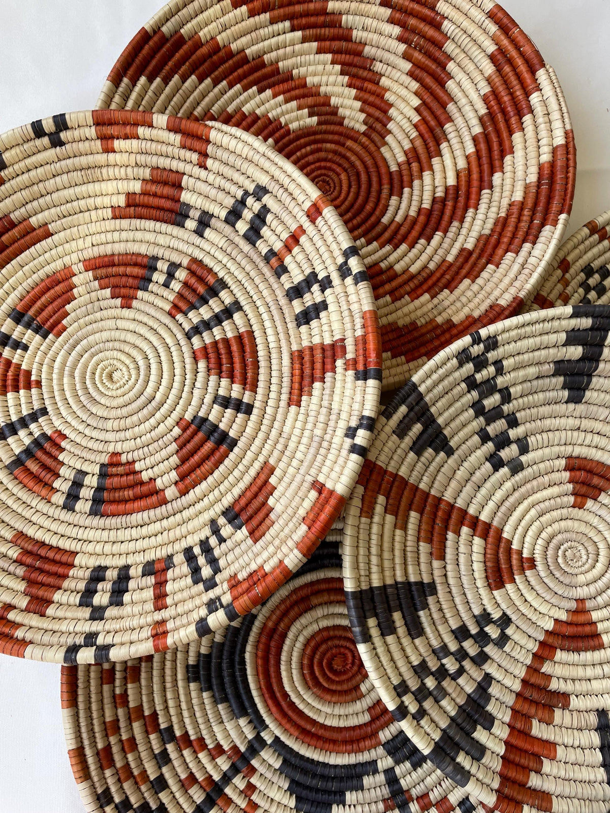 Neutral & Earthy Tones Woven Wall Baskets Set Of 7, Boho Wall Baskets, Woven African Baskets, Basket Wall Art, Rustic Wall Hanging Decor