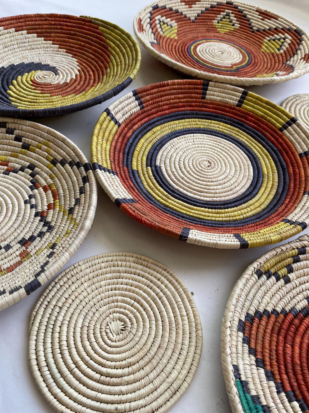 Woven Wall Basket Set Of 8 - African Wall Baskets - Boho Wall Baskets - Wall Hanging Baskets - Sea Grass Bowl Baskets - Bohemian Wall Decor