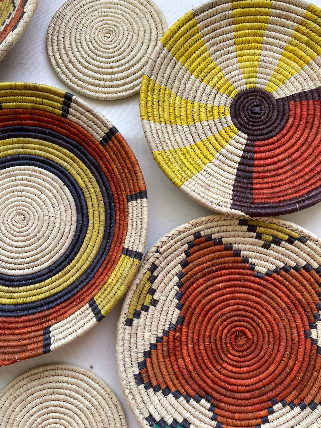 Woven Wall Basket Set Of 8 - African Wall Baskets - Boho Wall Baskets - Wall Hanging Baskets - Sea Grass Bowl Baskets - Bohemian Wall Decor