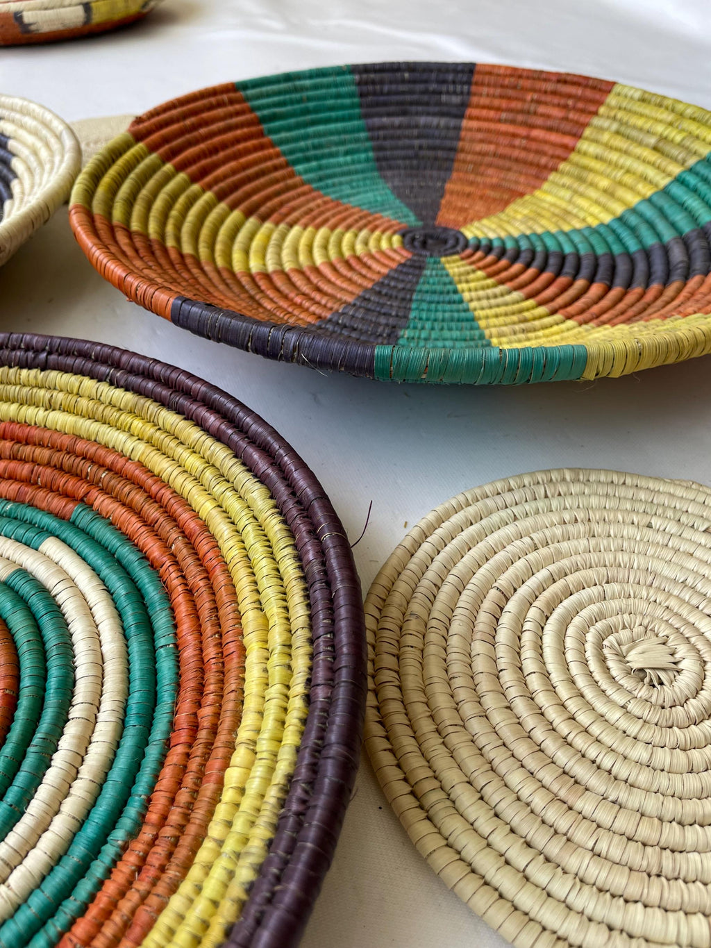 Woven Boho Wall Basket Set Of 5 - African Wall Baskets - Basket Wall Art - Wall Hanging Baskets - Wall Basket Decor - Rustic Wall Decor