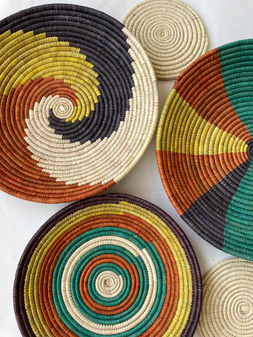 Woven Boho Wall Basket Set Of 5 - African Wall Baskets - Basket Wall Art - Wall Hanging Baskets - Wall Basket Decor - Rustic Wall Decor