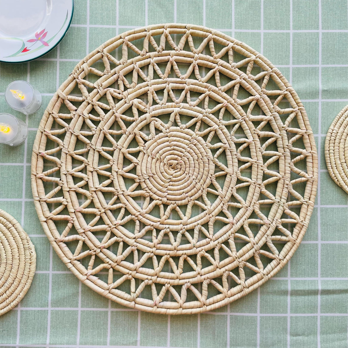 Woven Round Placemats, Boho Place mats, Eco Friendly Placemats, Natural Placemats, Handwoven Placemats, Place Mat, Fall Table Decor, 15inch