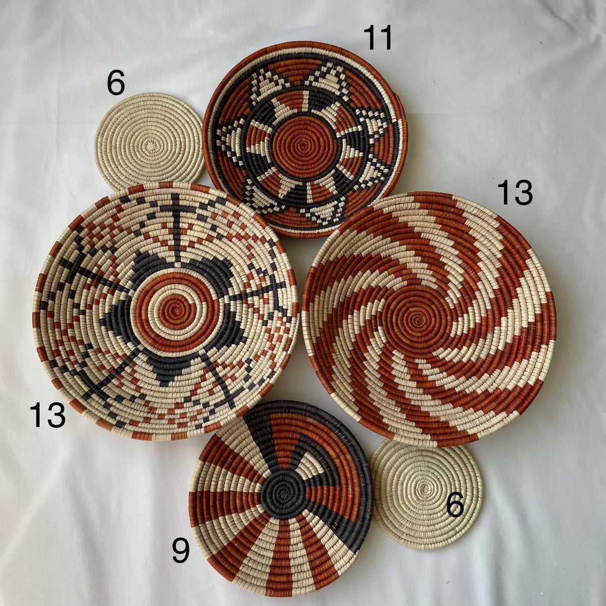Wall Hanging Baskets Set Of 6, Hand Woven Wall Baskets, Boho Neutral Wall Baskets, Rustic Wall Baskets, Bohemian Wall Hanging Decor