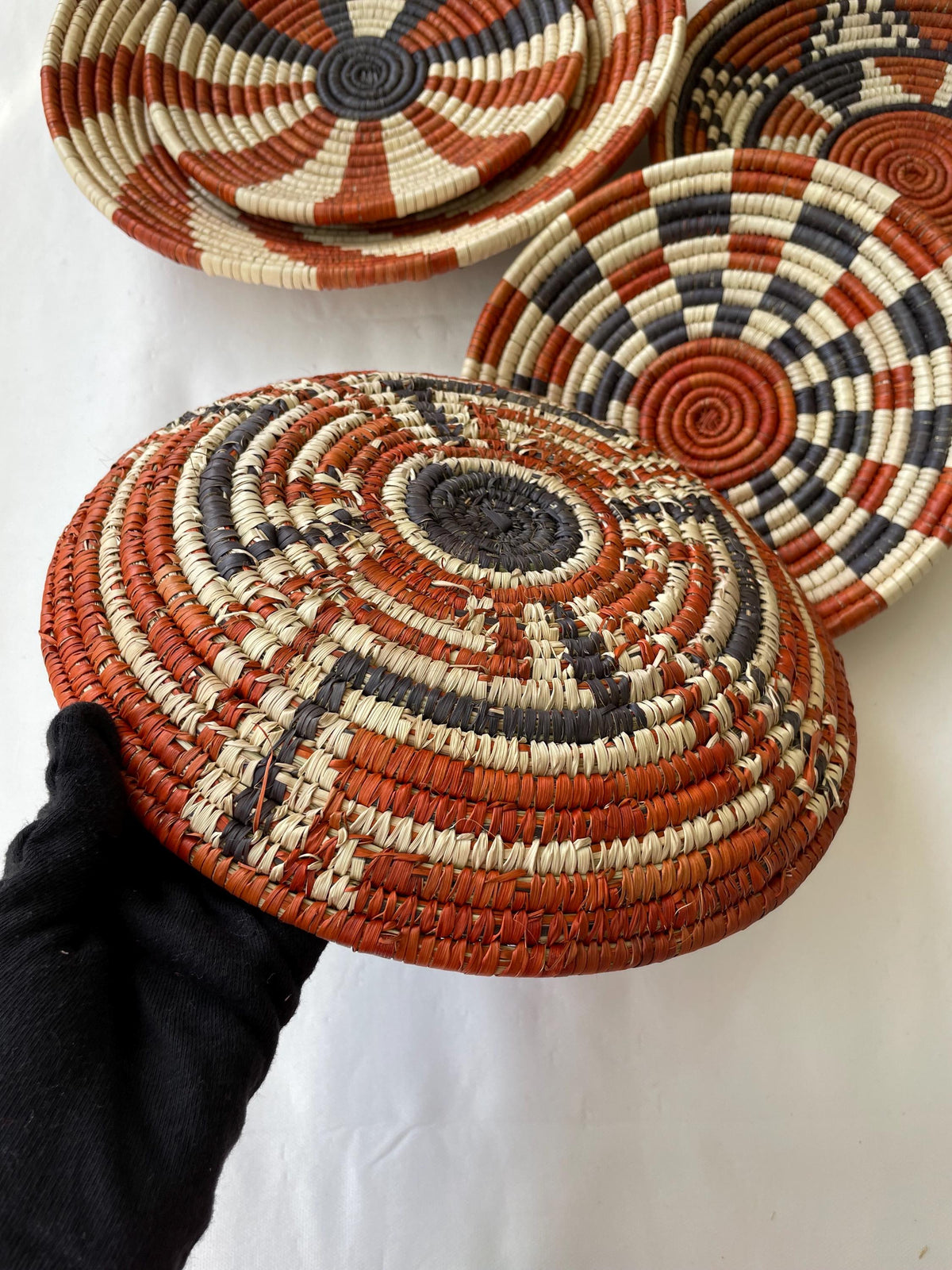 Boho Wall Basket Set Of 5, African Wall Baskets, Neutral & Earthy Wall Art, Hand woven Wall Baskets, Wall Hanging Baskets, Basket Wall Decor