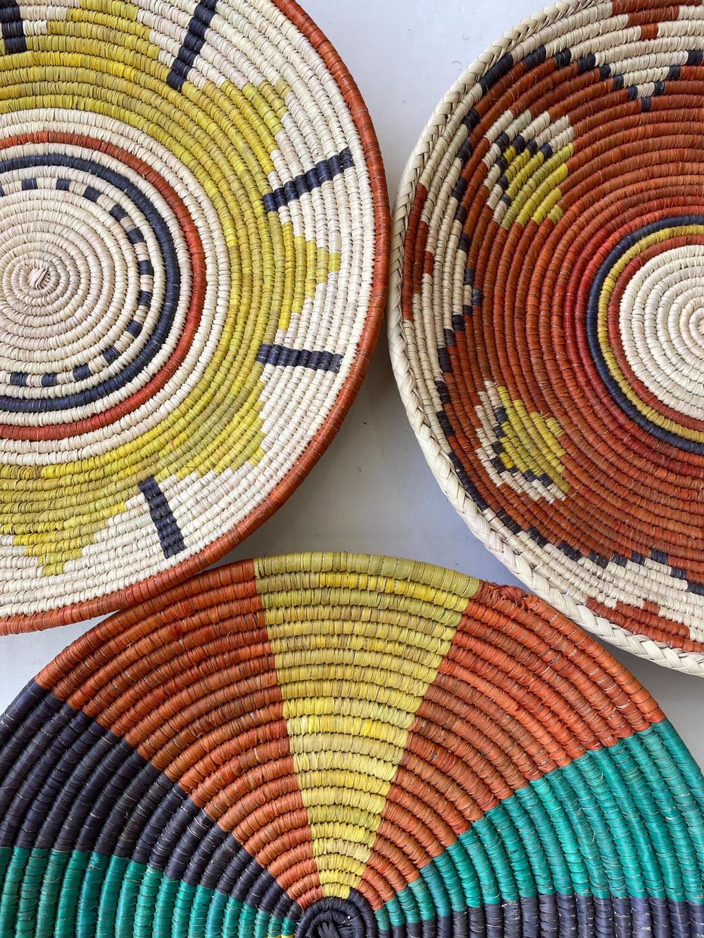 Wall Basket Decor Set Of 3, Hand Woven Basket Wall Art, Woven Wall Baskets, Boho Wall Baskets, African Wall Baskets, Wall Hanging Baskets