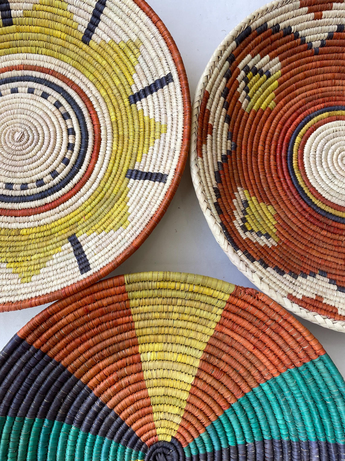 Wall Basket Decor Set Of 3, Hand Woven Basket Wall Art, Woven Wall Baskets, Boho Wall Baskets, African Wall Baskets, Wall Hanging Baskets