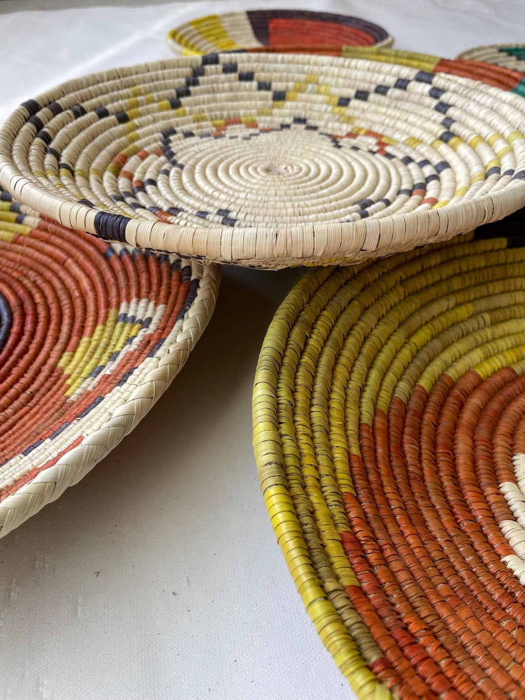 Woven African Wall Basket Set of 7 - Bohemian Decor - Decorative Bowl Baskets - Boho Wall Basket Decor - African Wall Hangings Decor