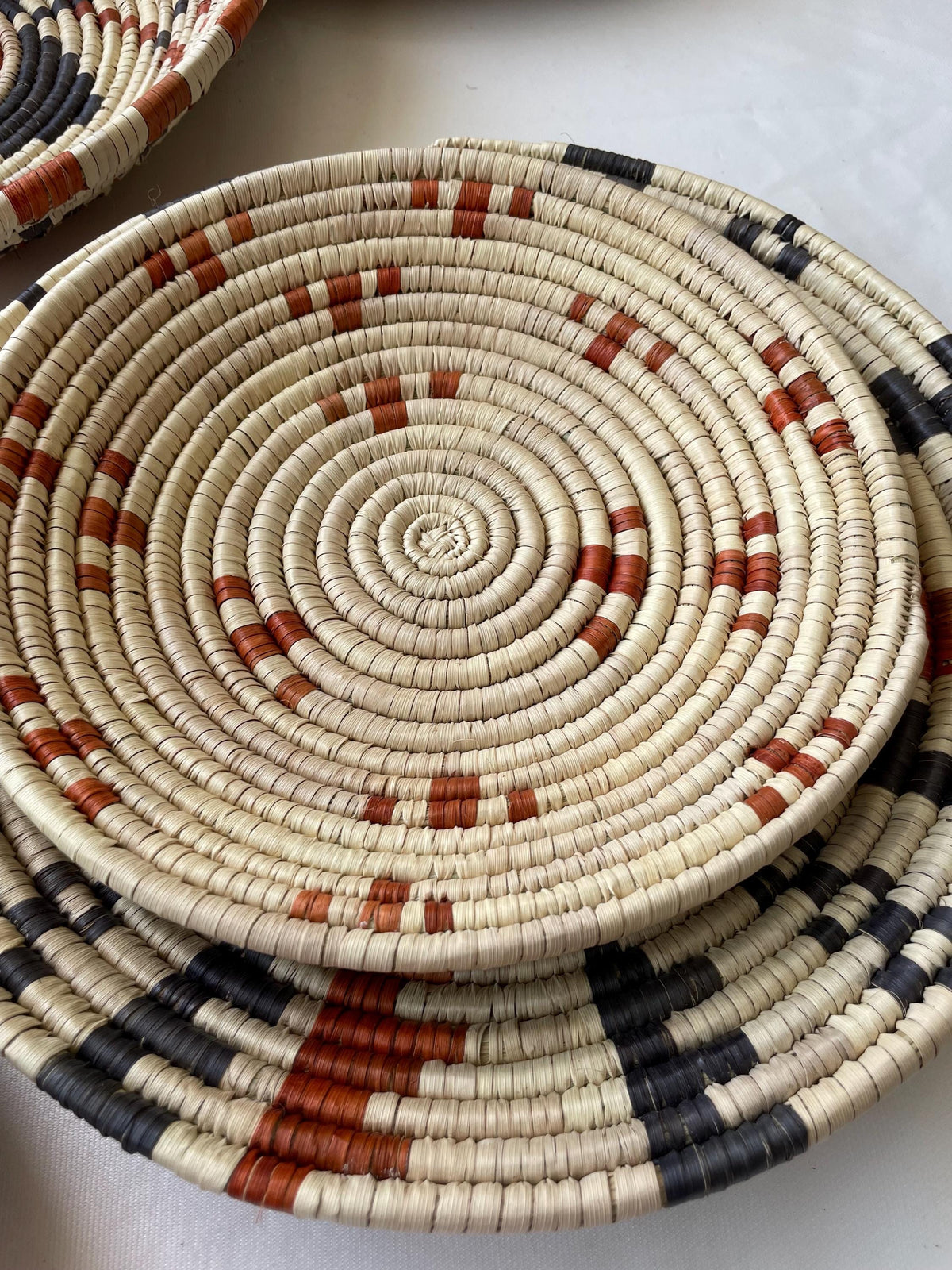Neutral & Earthy Tones Woven Wall Baskets Set Of 7, Boho Wall Baskets, Woven African Baskets, Basket Wall Art, Rustic Wall Hanging Decor