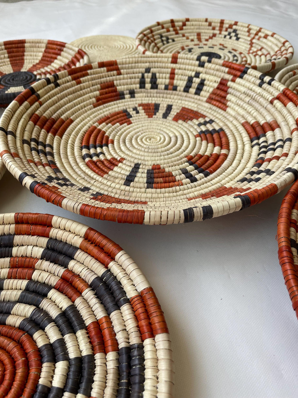Neutral & Earthy Tones Woven Wall Baskets Set Of 9, Boho Wall Baskets decor, Basket Wall Art, Rustic Wall Hanging Decor, African Wall Basket