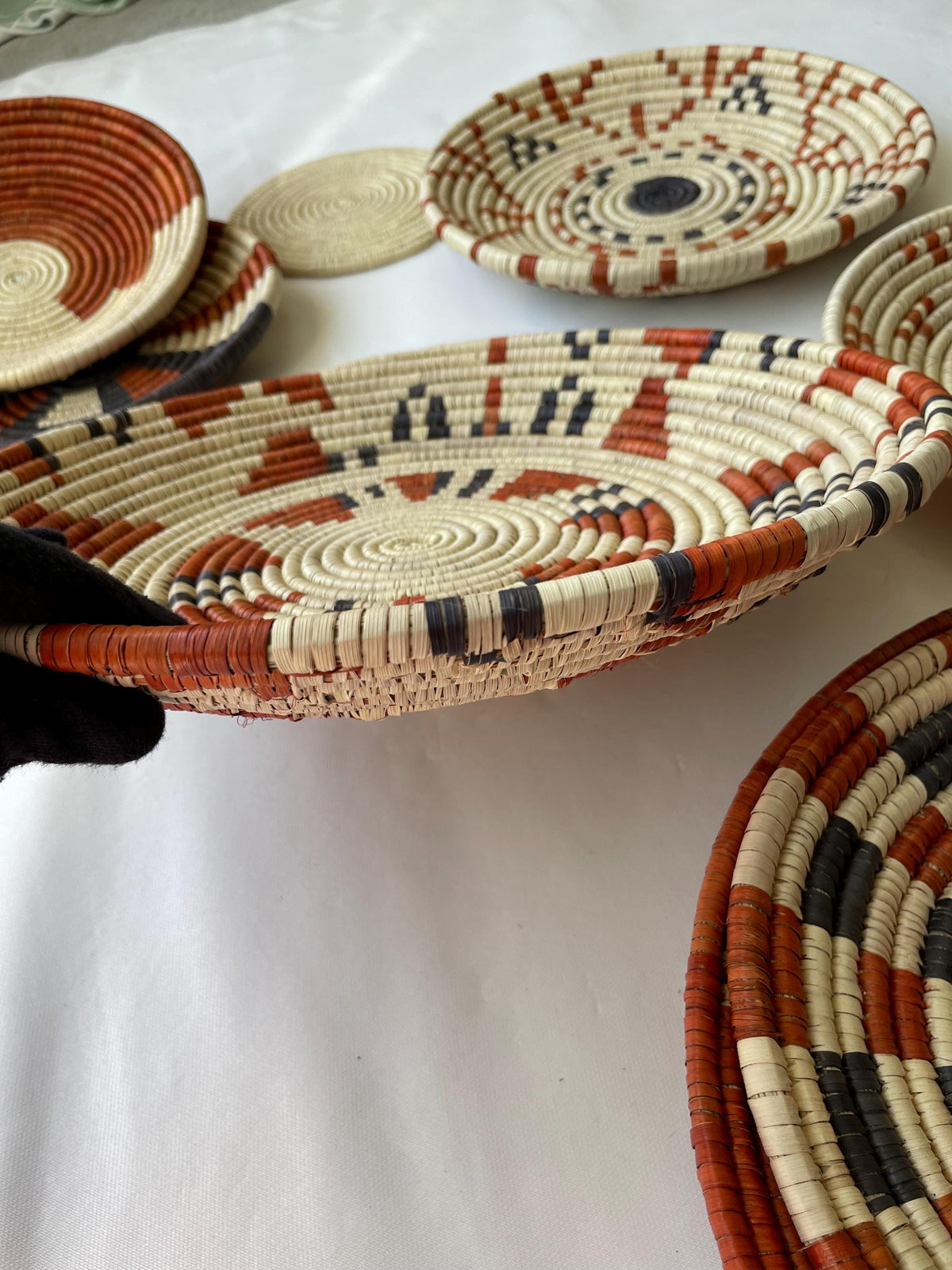 Neutral & Earthy Tones Woven Wall Baskets Set Of 9, Boho Wall Baskets decor, Basket Wall Art, Rustic Wall Hanging Decor, African Wall Basket