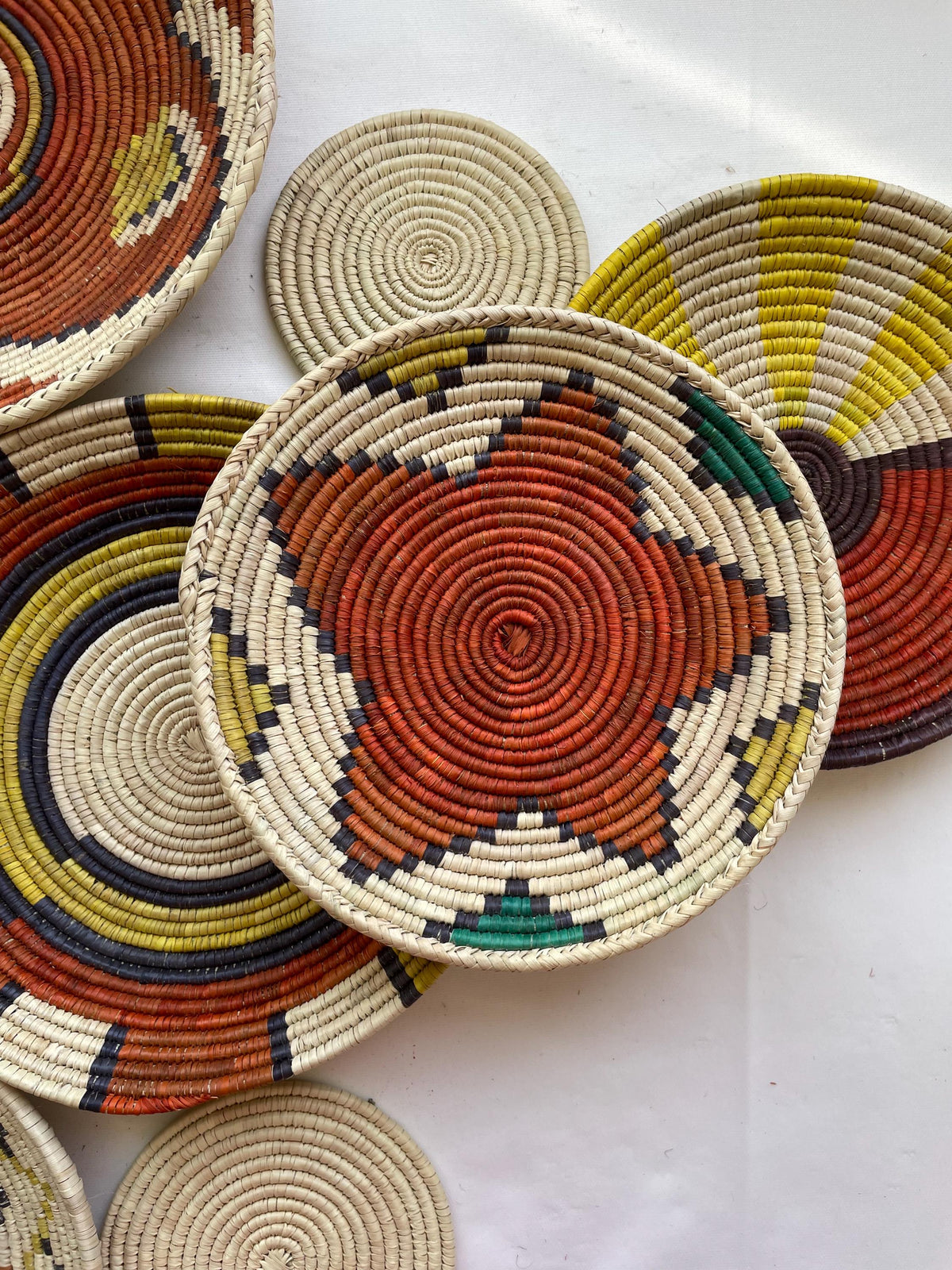 Woven Wall Basket Set Of 8 - African Wall Baskets - Boho Wall Baskets - Wall Hanging Baskets - Sea Grass Bowl Baskets - Bohemian Wall Decor