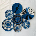 Blue Woven Wall Basket Set of 7 - Boho African Wall Baskets - Hanging Wall Basket Decor - Living Room & Bedroom Wall Art