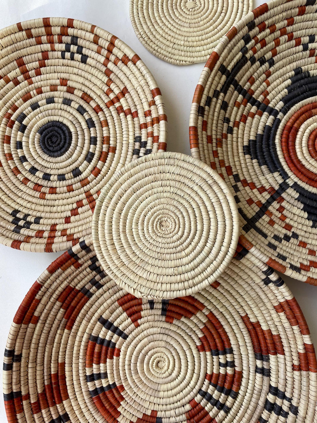 Wall Basket Decor Set of 5, Woven African Wall Baskets, Woven Wall Hangings, Boho Wall Baskets, Basket Wall Art, Rustic Wall Hanging Decor