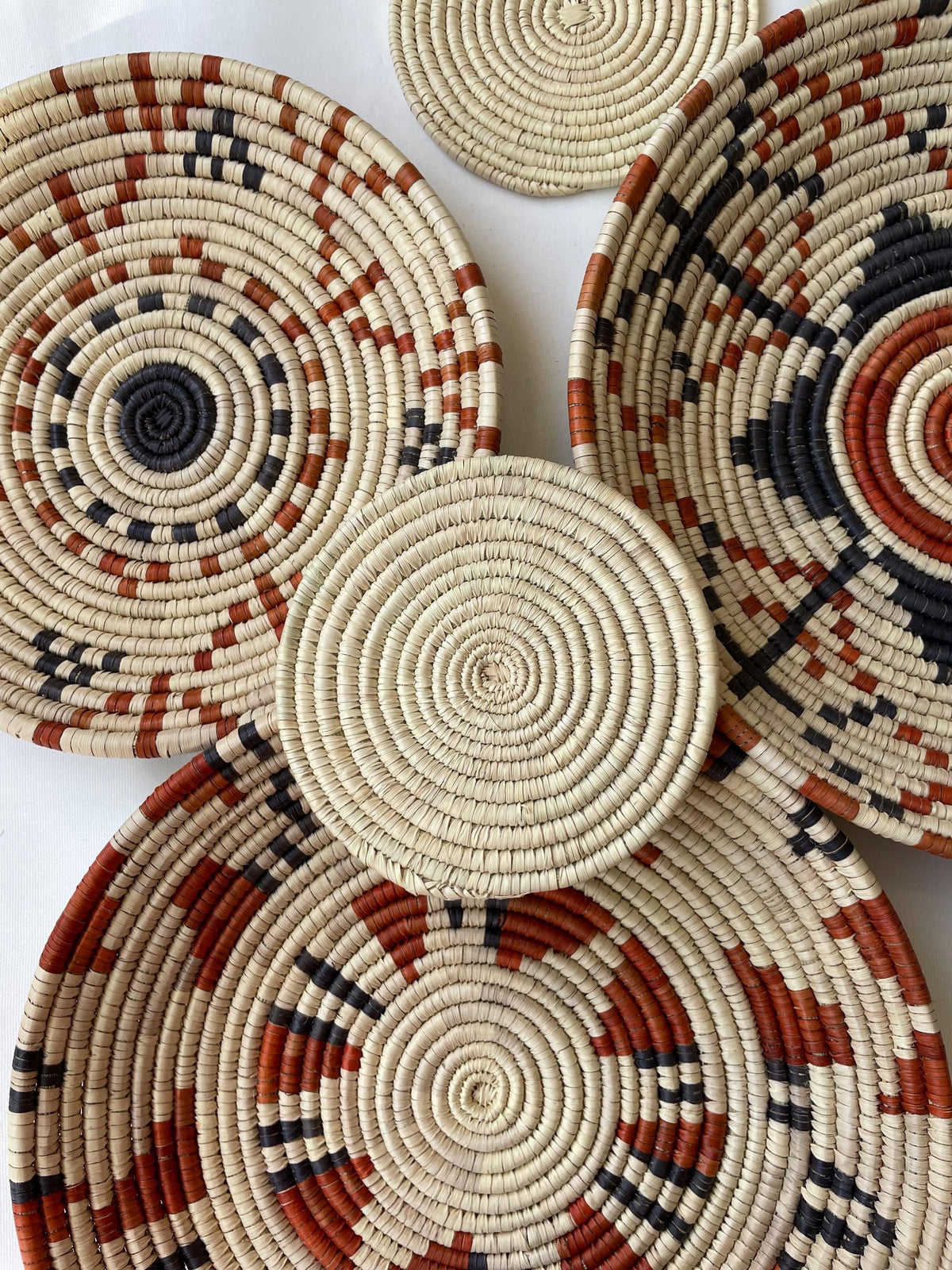 Wall Basket Decor Set of 5, Woven African Wall Baskets, Woven Wall Hangings, Boho Wall Baskets, Basket Wall Art, Rustic Wall Hanging Decor