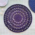 Round Palm Fiber Placemats in Cutwork Rustic Style, Handmade woven Round Table Mats, Multi Color Placemats For Dining Table, Table Mat