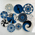 Blue & White Woven Wall Baskets Set Of 3,4,5,6,7,8,9,10 and 11, Boho Wall Baskets, Basket Wall Art, African Wall Basket, Bohemian Wall Decor