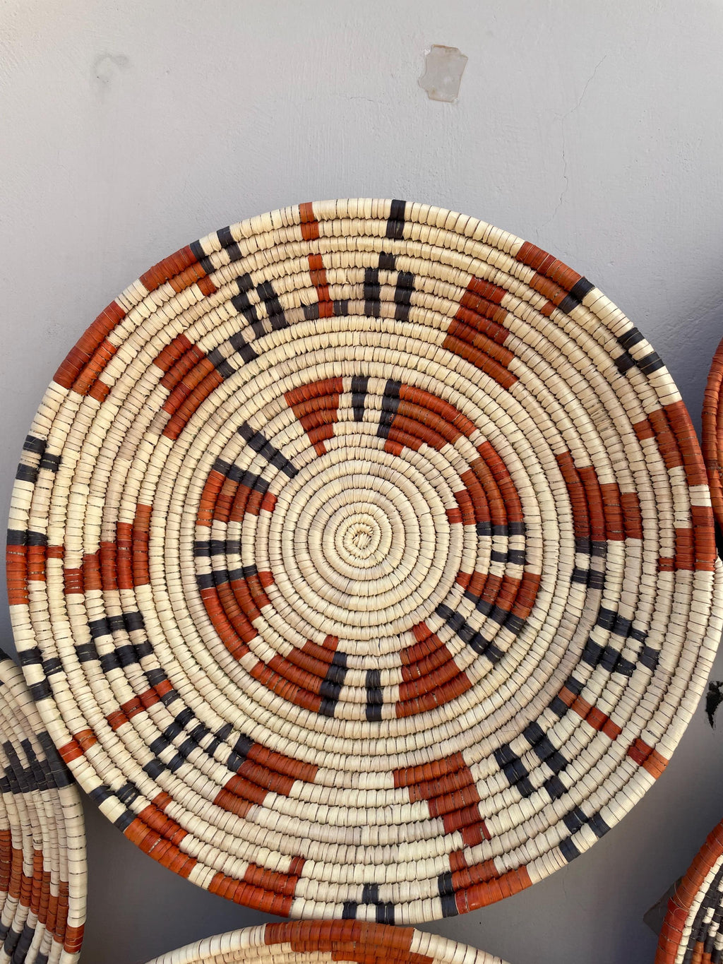 Woven Wall Basket Set Of 9, Handwoven African Baskets for Wall Decor, Neutral Rustic Boho Wall Art, Tribal Home Decor, Earthy tone Baskets
