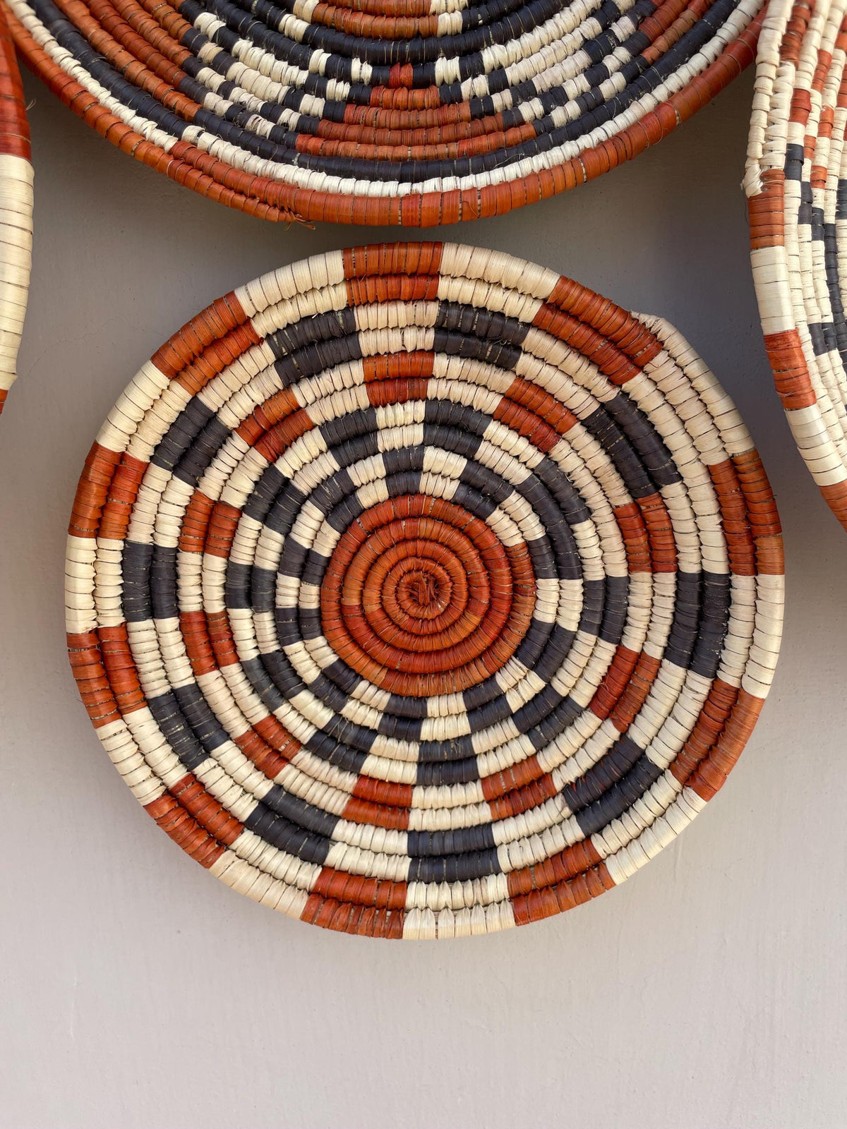 Woven Wall Basket Set Of 9, Handwoven African Baskets for Wall Decor, Neutral Rustic Boho Wall Art, Tribal Home Decor, Fall Wall Hangings