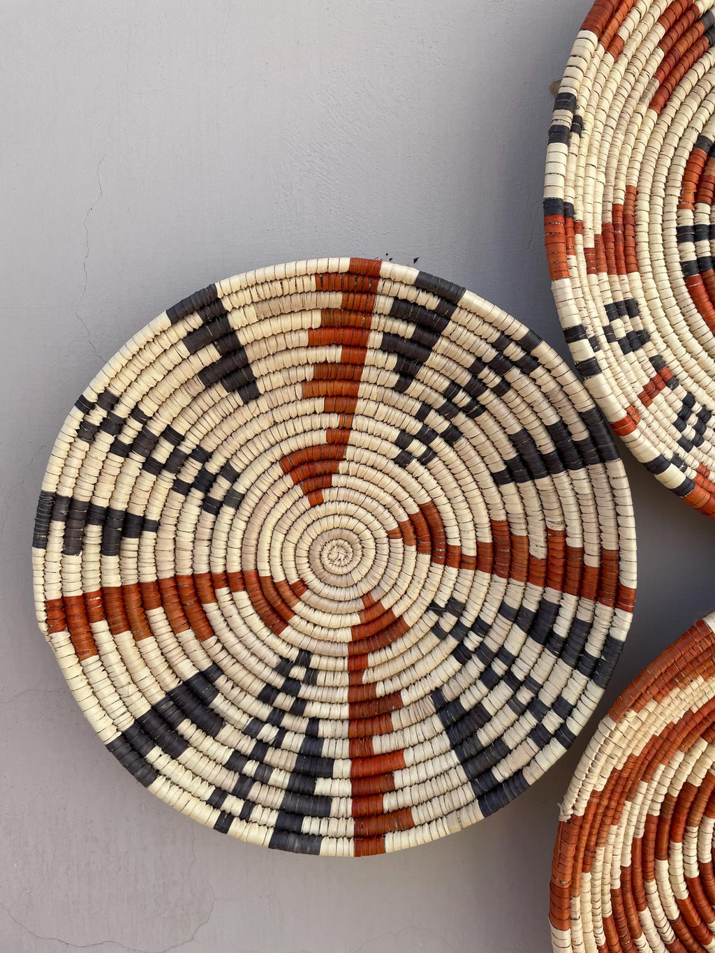 Woven Wall Basket Set Of 9, Handwoven African Baskets for Wall Decor, Neutral Rustic Boho Wall Art, Tribal Home Decor, Fall Wall Hangings