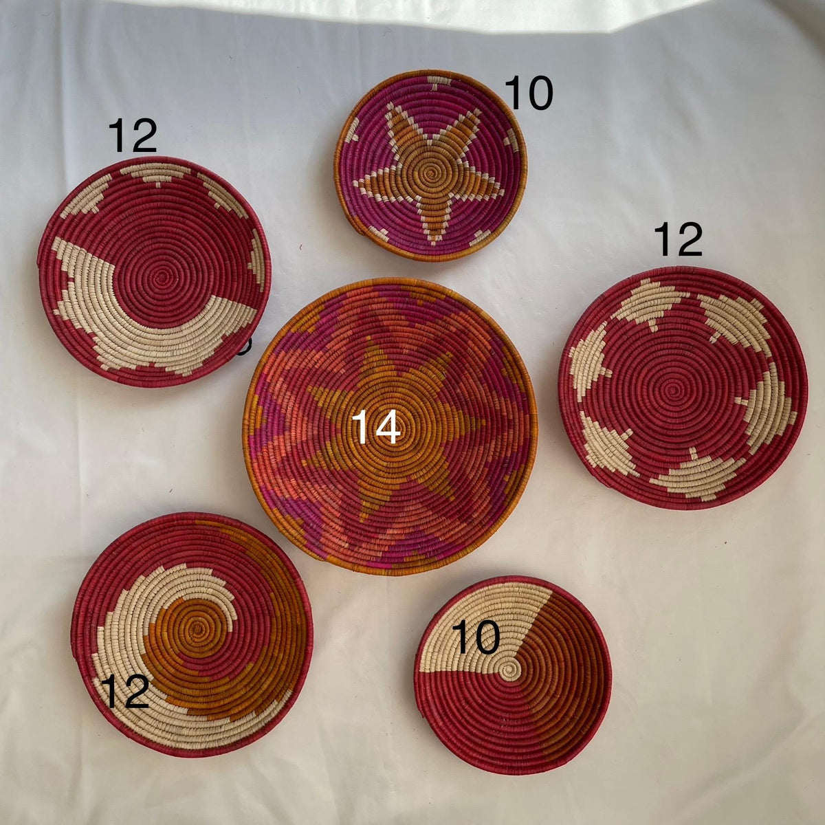 Wall Basket Decor Set of 6, Bohemian Wall Basket, Unique Wall Basket Decor, Woven Seagrass Baskets, Living Room & Bedroom Wall hanging