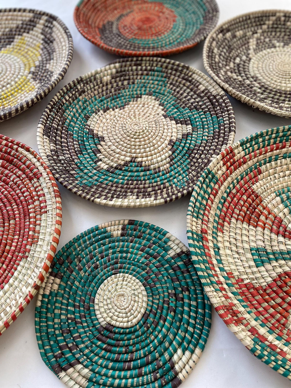Handwoven Wall Baskets Set Of 9; Boho Wall Decor, Rustic Woven Basket Wall Decor, Handmade Eco-Friendly Seagrass Basket, Housewarming Gift