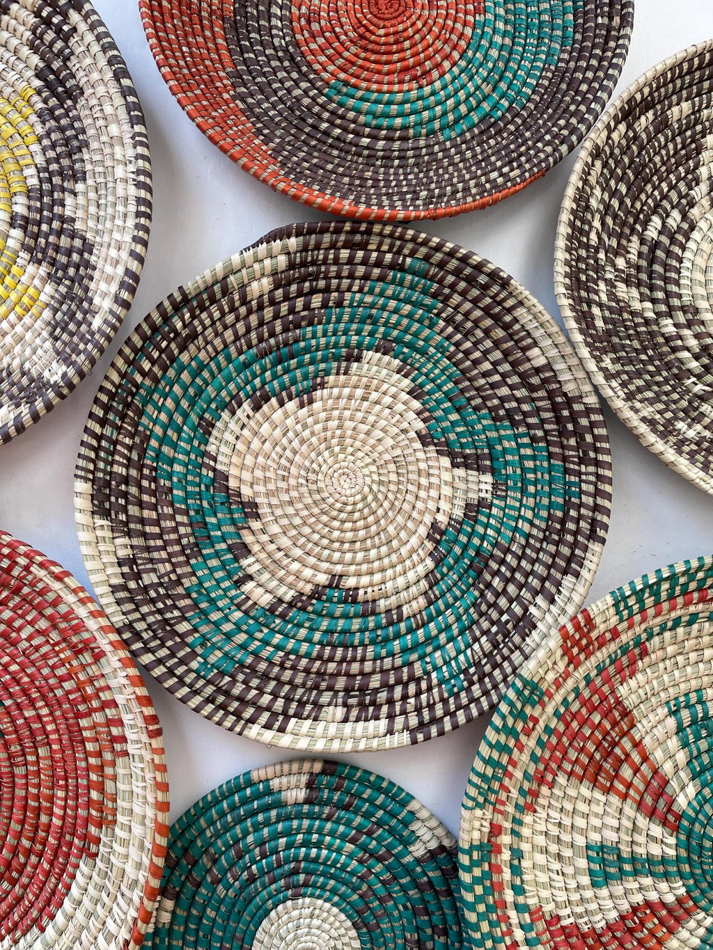 Handwoven Wall Baskets Set Of 9; Boho Wall Decor, Rustic Woven Basket Wall Decor, Handmade Eco-Friendly Seagrass Basket, Housewarming Gift