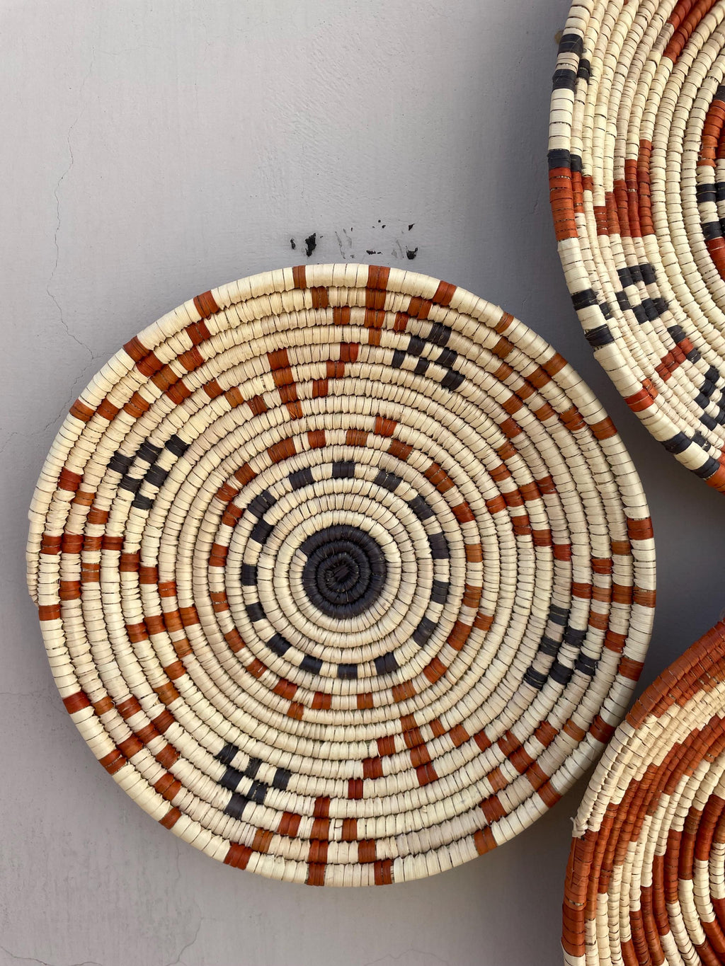 Boho Wall Basket Set Of 9, Handwoven African Baskets for Wall Decor, Neutral Rustic Woven Wall Art, Tribal Home Decor, Earthy Tone Baskets